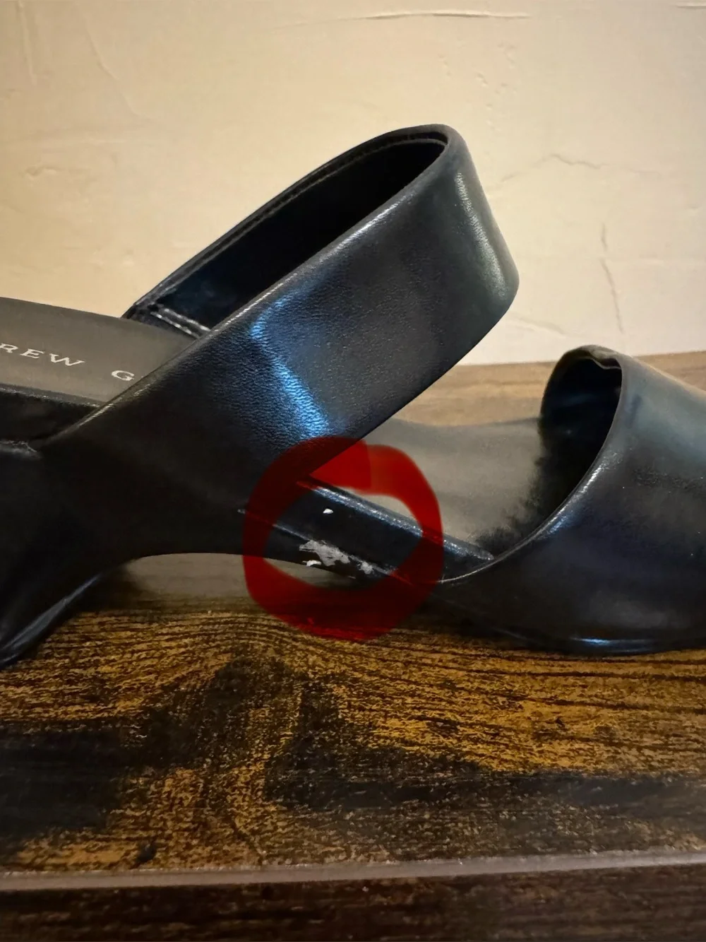 Andrew Geller Black Leather Slide Heel for Women Sz 8M